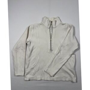 Coastal Tommy Bahama Womens S Quarter Zip Pullover White Ribbed Cotton Sweater